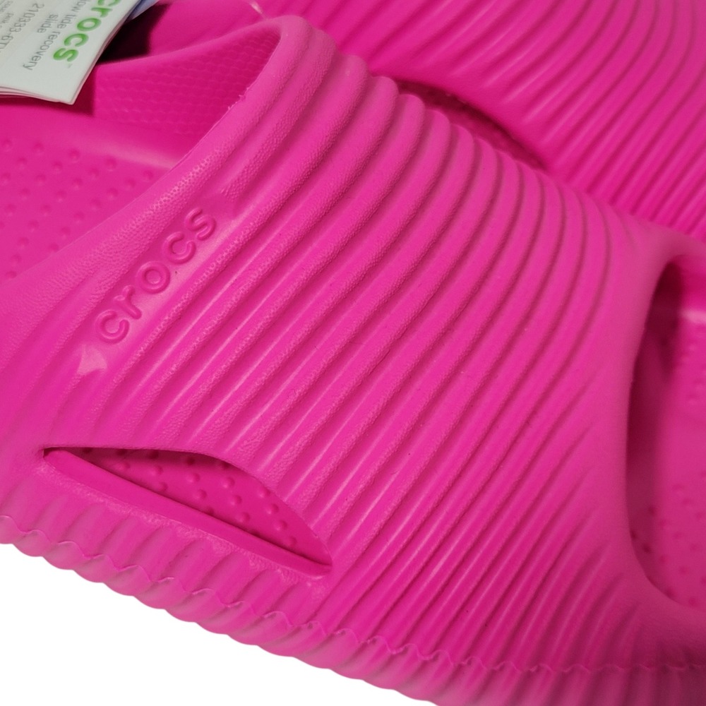 Crocs Mellow Tide Recovery Slides Womens 9 Mens 7 Pink Crush Comfort Sandals NEW - Picture 13 of 15